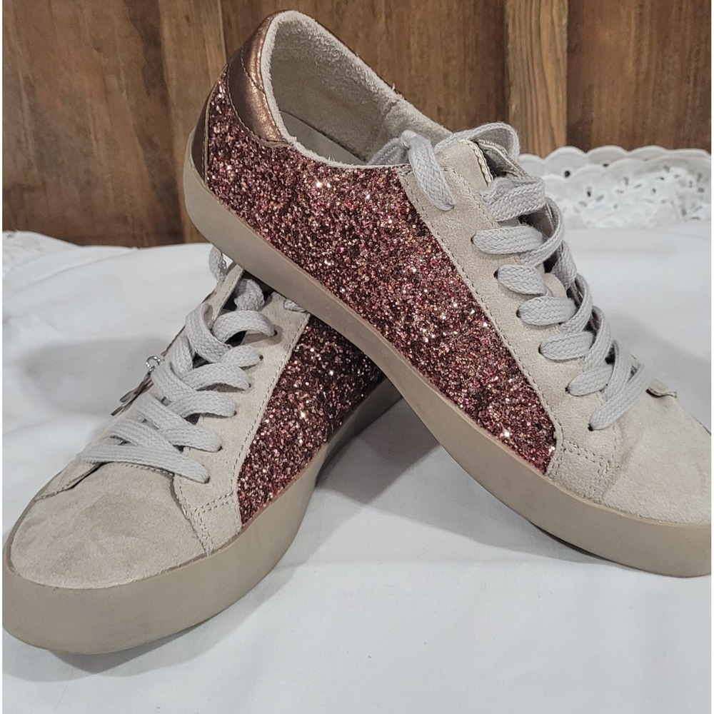SHU SHOP Paula Sneakers Sz. 8 Women's Casual Rose Gold Glitter Star Shoe
